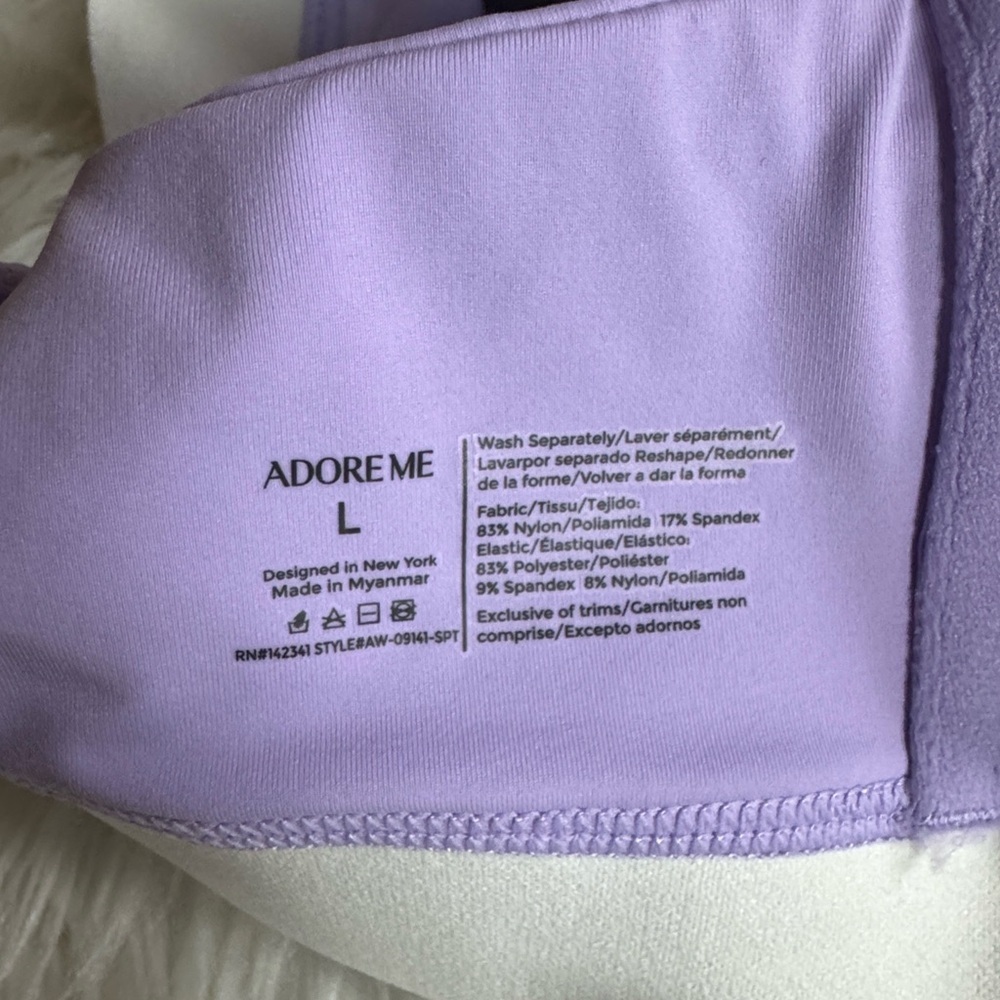 Adore Me Maven medium impact sports bra Purple Rose print Large New with tag - Picture 15 of 15